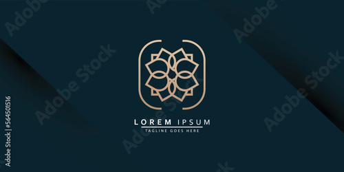 Hand Draw Vector Magnolia Flowers Logo Illustration. Floral Wreath. Botanical Floral Emblem With Typography