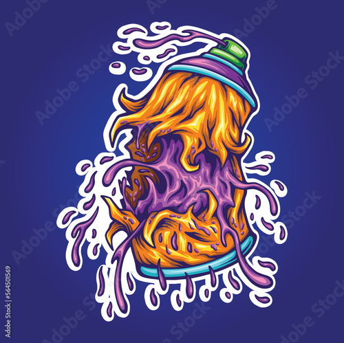 Scary monster graffiti spray paint cans colorful illustration Vector for your work Logo, mascot merchandise t-shirt, stickers and Label designs, poster, greeting cards advertising business company 
