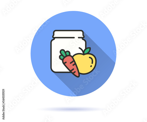 Baby food jar icon with long shadow for graphic and web design.