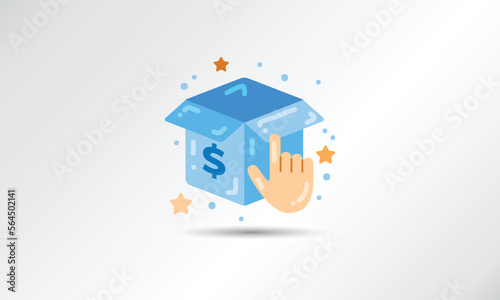 E-Commerce Logo Icon Design Company. Logo Illustration Vector Template. With Shopping Box Icon And Sale Tag.