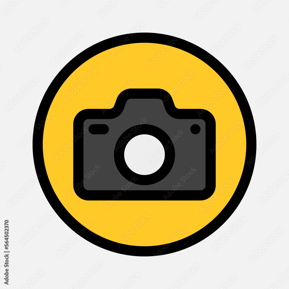 Camera icon in filled line style, use for website mobile app presentation Camera icon in filled line style, use for website mobile app presentation