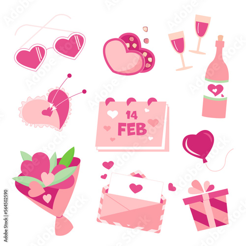 St. Valentine's Day set elements vector illustration