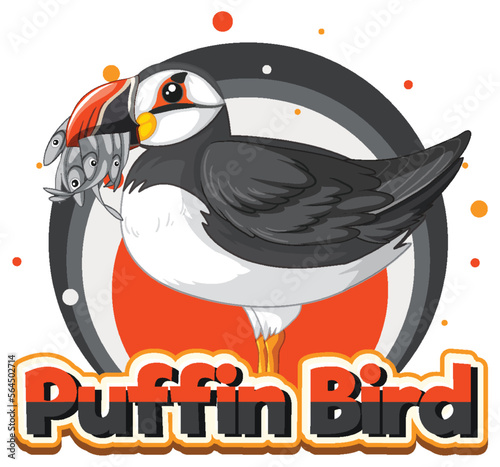 Puffin bird logo with carton character
