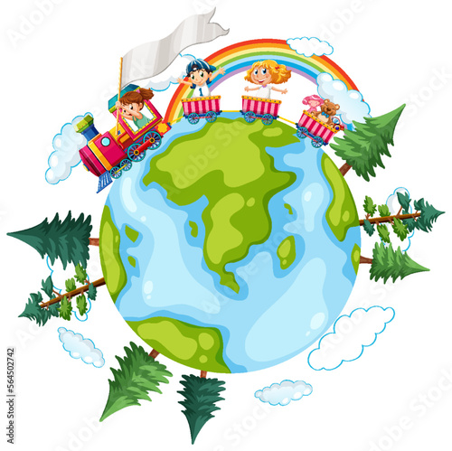 Earth logo concept in cartoon style