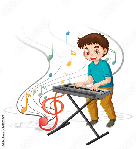 A boy playing electronic keyboard