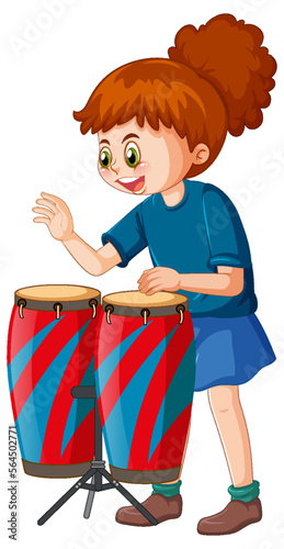 Girl playing conga drums vector