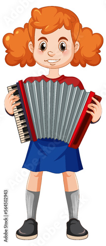 Girl playing accordion vector