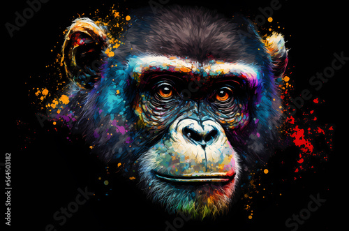 fantasy abstract portrait gorilla with a colorful  generative ai
