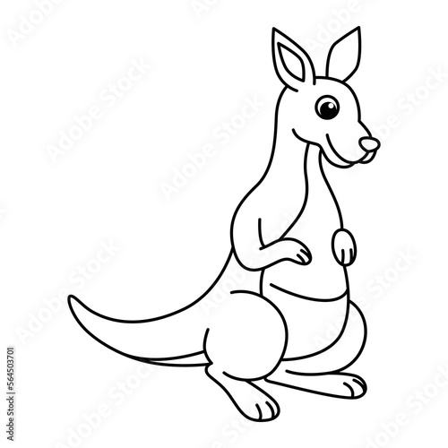 Funny kangaroo cartoon characters vector illustration. For kids coloring book.