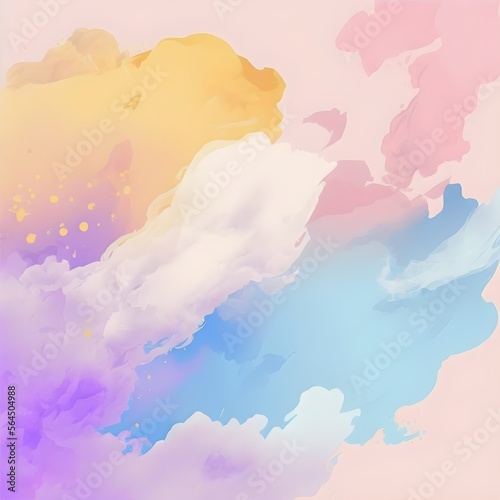 aesthetic water color background cute colorfull yellow baby pink baby blue purple orange soft textures pastel colors  photo