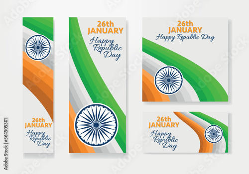 India Republic Day Abstract Creative Banner Desing. 26th January.