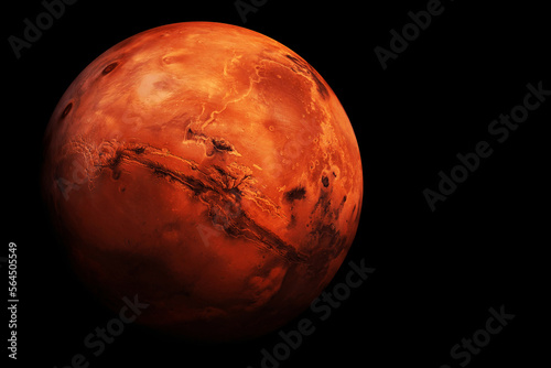 Fototapeta Naklejka Na Ścianę i Meble -  Planet Mars, on a dark background. Elements of this image furnished by NASA