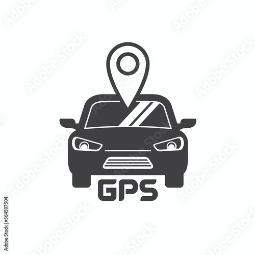 illustration of gps car, gps tracker, vector art.