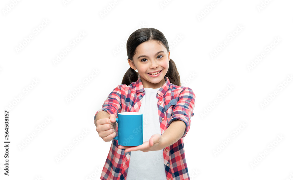 teen girl with morning cocoa isolated on white, selective focus. teen girl with morning cocoa teen girl with morning cocoa isolated on white, selective focus. teen girl with morning cocoa