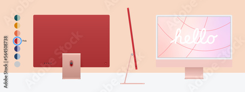 Computer imac color red version vector
