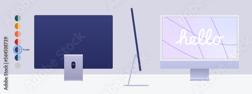 Computer imac color purple version vector