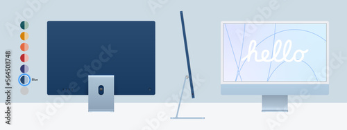 Computer imac color blue version vector