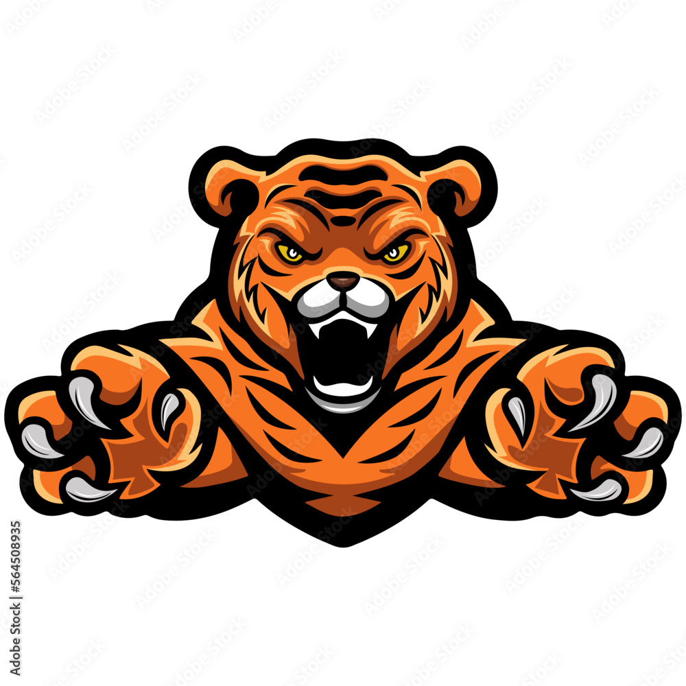 Angry leaping tiger mascot character Angry leaping tiger mascot character