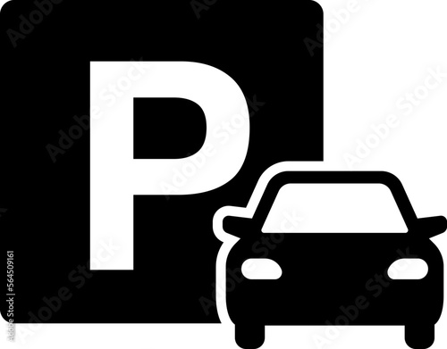 道路標識　駐車場と車のアイコン