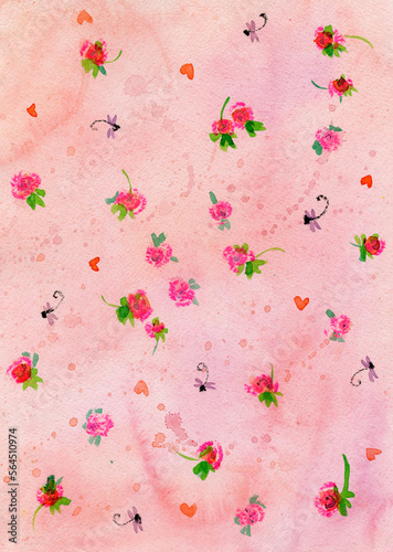 Vászonkép Watercolor cute floral textured background