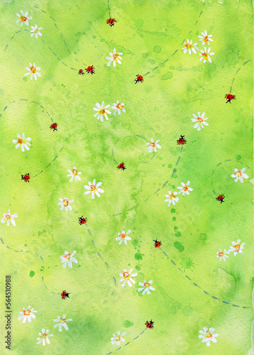 Fényképezés Watercolor cute floral textured background