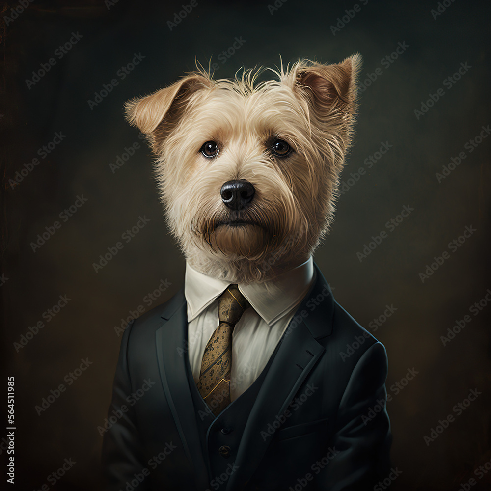Portrait of a Dog dressed in a formal business suit