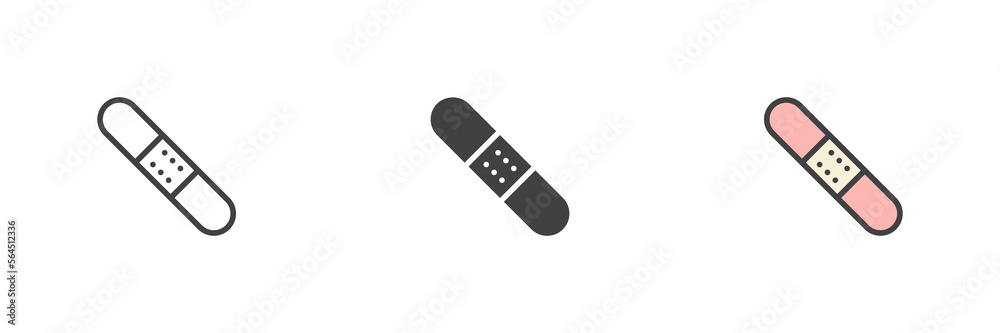 Sticking plaster different style icon set Sticking plaster different style icon set