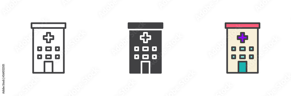 Obraz premium Hospital building different style icon set