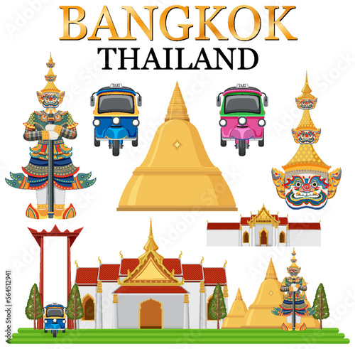 Set of elements about thailand tourist attraction