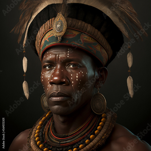 African Zulu man, generative ai photo