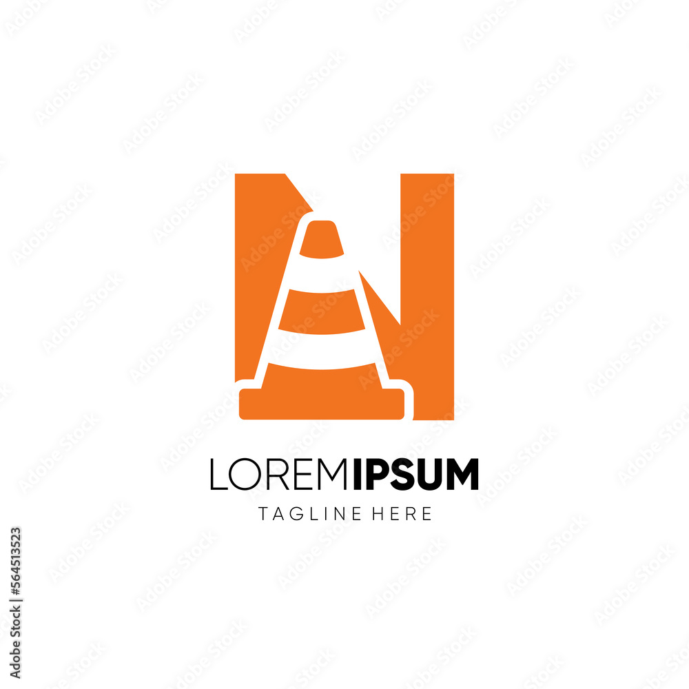 Letter N Traffic Cone Logo Design Vector Icon Graphic Emblem Illustration Letter N Traffic Cone Logo Design Vector Icon Graphic Emblem Illustration
