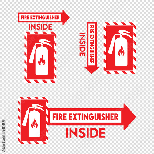 Fire extinguisher inside sign isolated on transparent Background