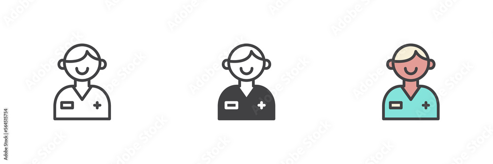 Doctor person different style icon set Doctor person different style icon set