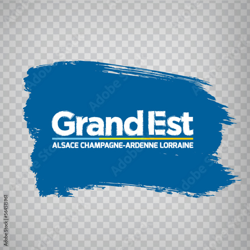 Flag of Grand Est brush strokes. Flag Region Grand Est of France on transparent background for your web site design, app, UI. French Republic.  EPS10. photo