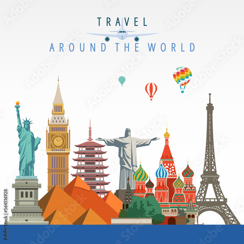 Travel and cultural tourism world tour. photo