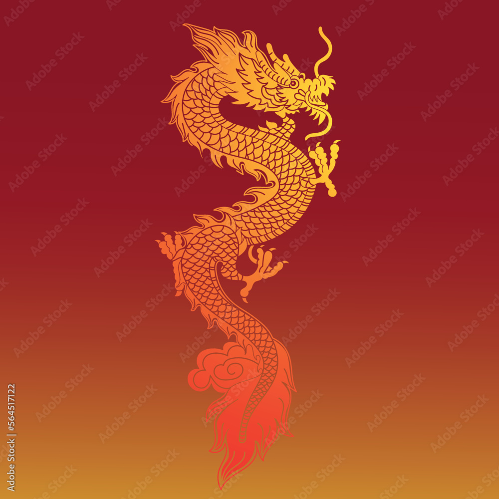 Year of the dragon .Vector illustration of great red dragon design Year of the dragon .Vector illustration of great red dragon design