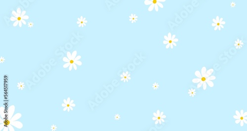 White flowers with blue background 