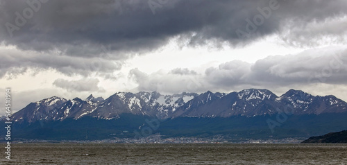Ushuaia and the mountains behind the city, Argentina.