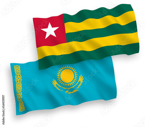 Flags of Kazakhstan and Togolese Republic on a white background