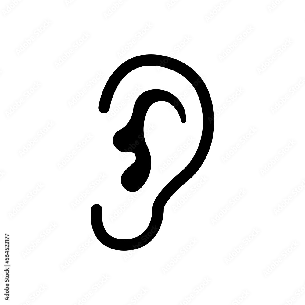 Ear icon on white background. Vector illustration. Ear icon on white background. Vector illustration.