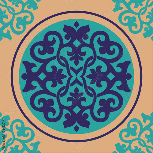 Decorative Ottoman ancient Turkish tile floral patterns, iznik tile design 