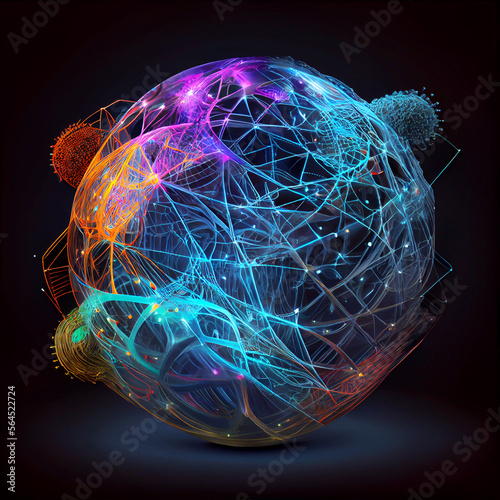 Web and net of artifactial intelligence , created with Generative AI technology. photo