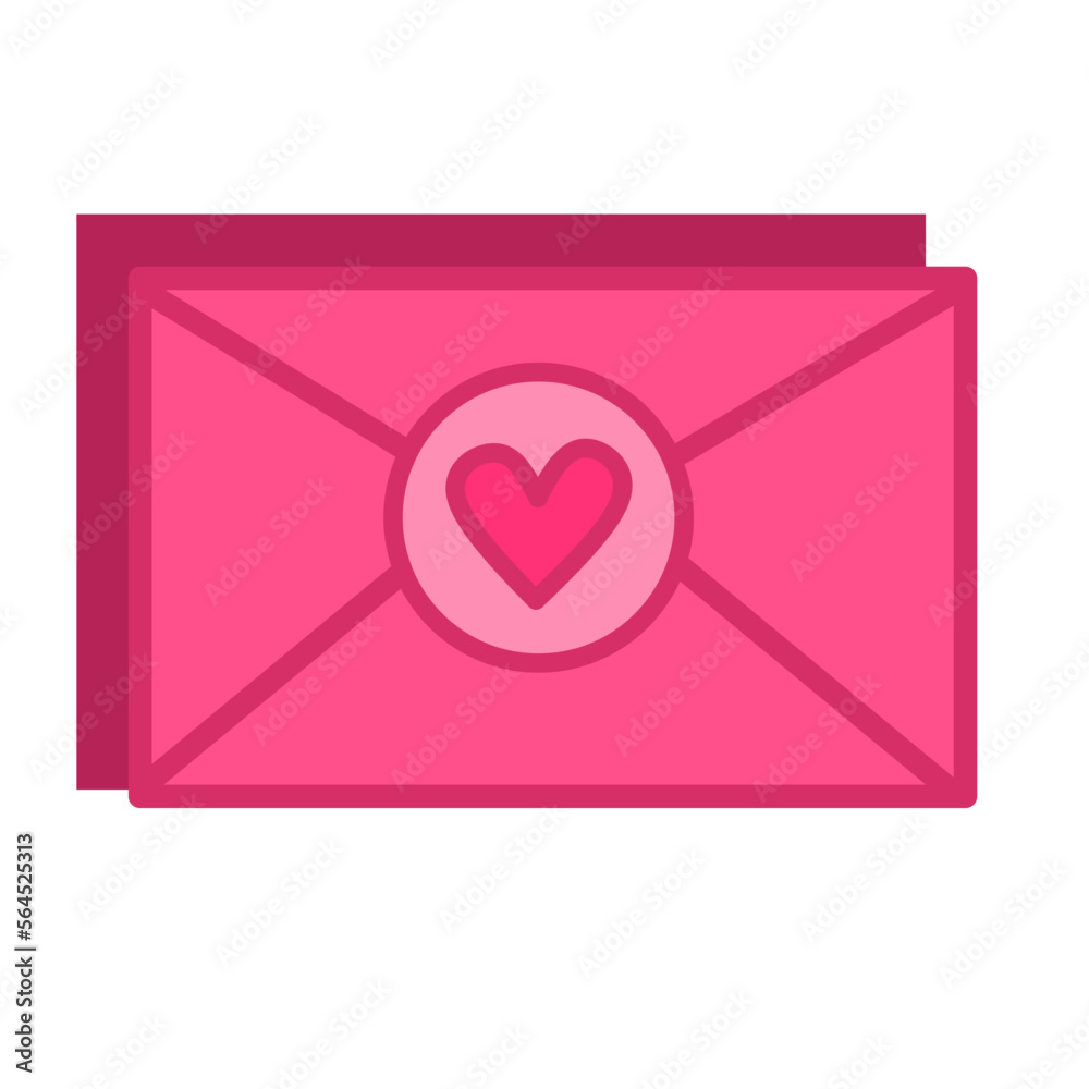3D Letter Envelope Icon with Love 3D Letter Envelope Icon with Love