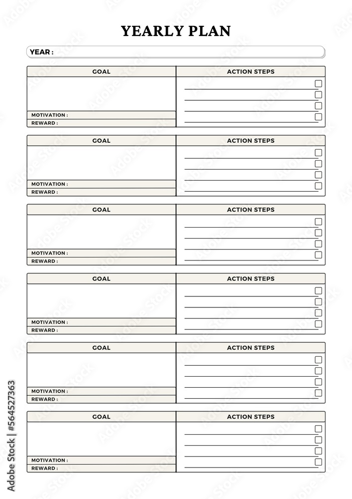 Minimalist planner pages templates Yearly Plan Minimalist planner pages templates Yearly Plan