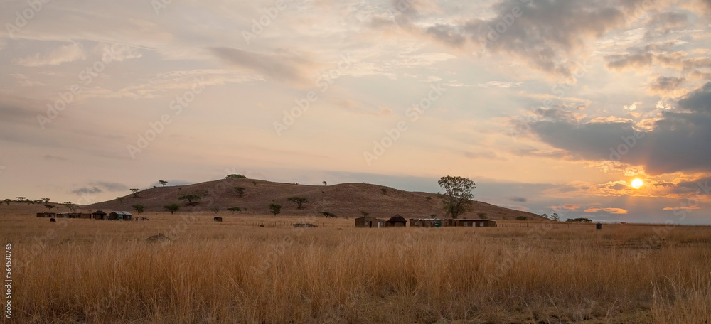There are many large and small farms in the town of Ladysmith in the state of Kwazulu Natal in South Africa. This sunset at this farm located near the town creates a perfect view.