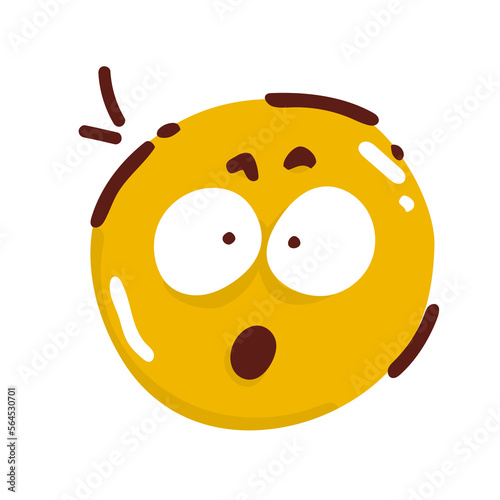 smiling emoji with open mouth astonishment isolated on white.