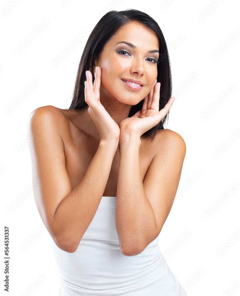 An attractive young woman with beautiful skin isolated on a PNG background. An attractive young woman with beautiful skin isolated on a PNG background.