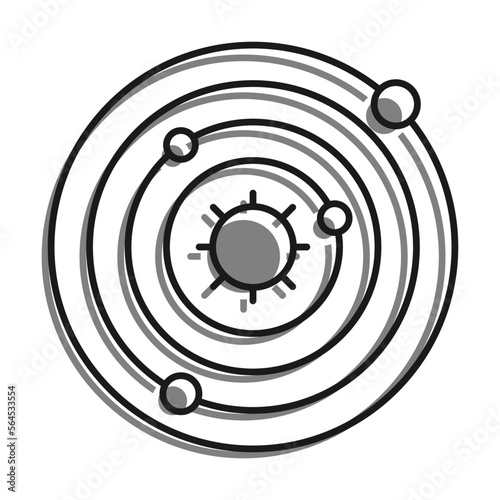solar system graphic, black and white, orbiting clip art preview