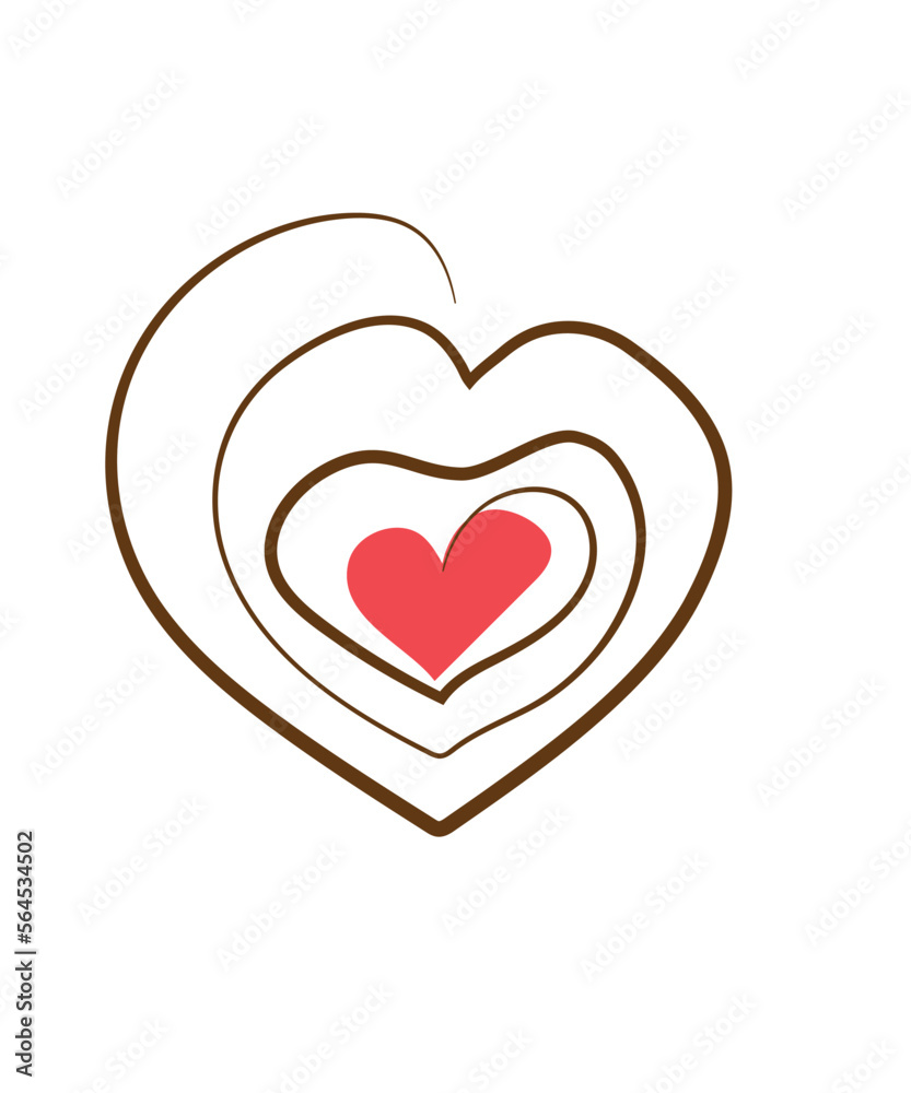 
An image of an abstract heart, and heart-shaped lines drawn with a brush