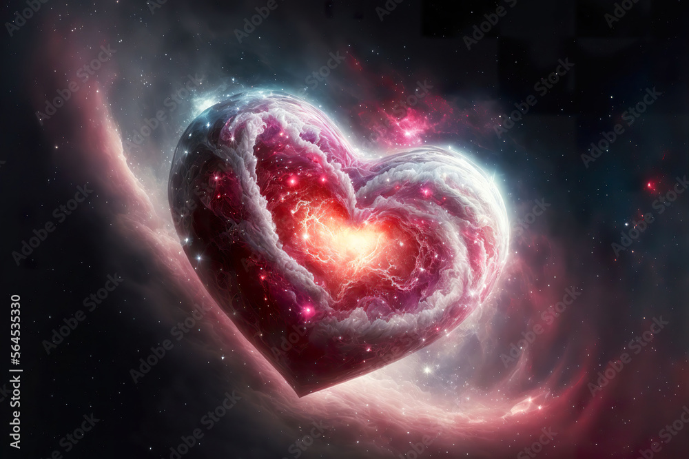 Heart in outer space made of galaxies made by generative ai Heart in outer space made of galaxies made by generative ai